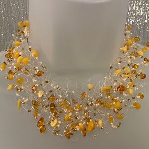 VINTAGE AMBER FLOATING NECKLACE , NWOT